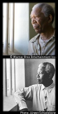 Nelson Mandela in his cell at Robben Island